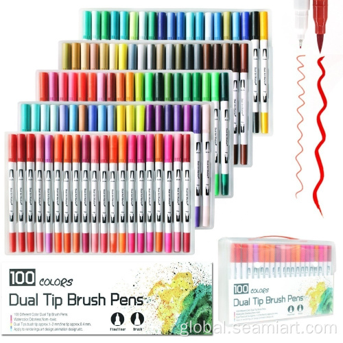 Coloring Brush Marker Pen Best-Selling 72/100 pcs Color Dual tip pens Supplier